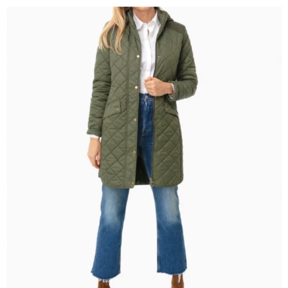 Barbour Burne Hooded Quilted Mid Length 